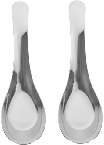 ULTECHNOVO 2 Pièces Cuillères à Soupe Inox Flat Bottom Petites Cuillères à Porridge Légères et Ergonomiques pour Restaurant et Usage