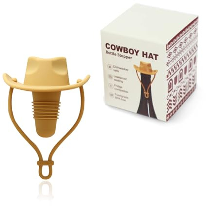 Homiladi 1Pcs Premium Cowboy Hat Wine Stopper | Brown Champagne Stoppers | Wine Corks and Keeps Wine Fresh | Leak-Proof Wine Bottle Toppers for Beer, Champagne Party, BBQ Bar Decoration Drinking Acces