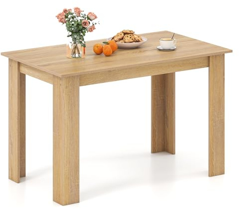 COSTWAY Table Salle à Manger 120 CM pour 4-6 Personnes, Table Cuisine Rectangulaire avec Pieds en Formes de L Robustes, Montage Facile, Charge Max. 60 kg (Naturel)