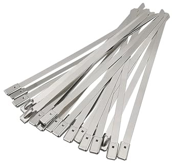 Fascette per cavi in acciaio inossidabile, 10/20 pezzi, 4,6 mm, autobloccanti, in acciaio inossidabile, multiuso, in metallo, 100-400 mm (10 pezzi, 4,6 x 300 mm)