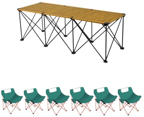 Set tavolo da campeggio pieghevole portatile, multiuso, in acciaio al carbonio, tavolo rettangolare da picnic con sedie, mobili leggeri per esterni, per escursioni, barbecue, spiaggia e tailgating
