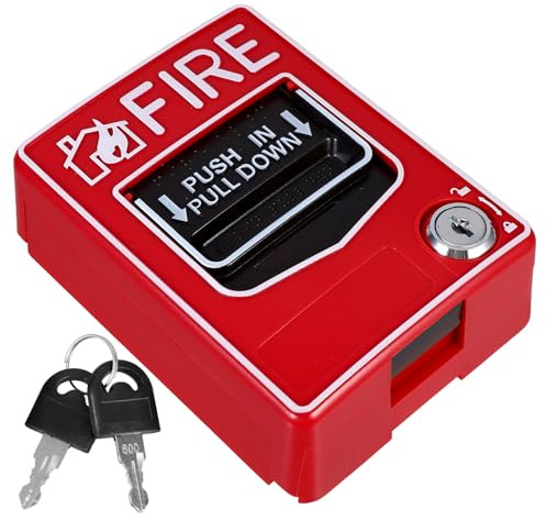 HONITANO Pulsante di Allarme Antincendio Ripristinabile con Chiave, Interruttore a Pulsante di Emergenza Manuale, Pannello di Chiamata di Emergenza per Ufficio e Dormitorio, Installazione