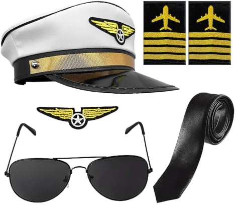 Conjunto de accesorios para – Kit de disfraz piloto con gafas de | 200 g conjunto con accesorios de juego de rol, uniforme para escolar, adultos y