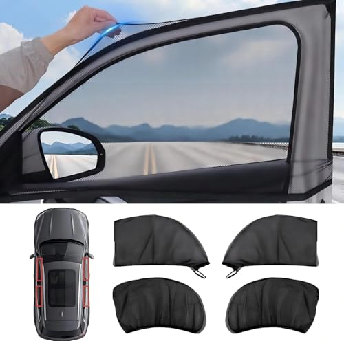 4 Piezas Parasol de Coche, Parasol Coche Bebe para Ventana Lateral Trasera, Cortinas para Bloquear Rayos con protección UV para bebés, niños, mascotas, Fácil instalación,Apto para el 99% de los Coches