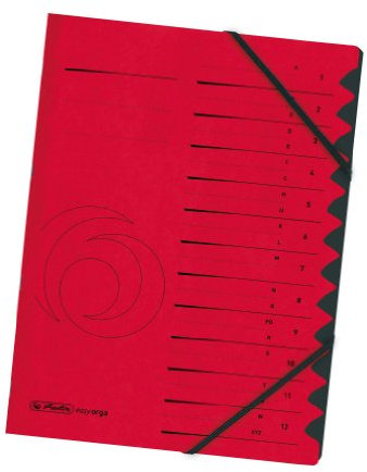 Produktbild Herlitz 10843324 Ordnungsmappe Quality 1-12, A4, rot, 12 Fächer mit Gummizug, 1 Stück