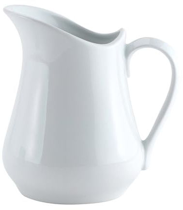 HIC Kitchen Creamer Pitcher With Handle, Fine Porcelain, 16-Ounce Capacity, For Coffee, Tea, Dressings, Syrups, Sauces