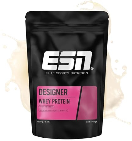 ESN Designer Whey Protein Pulver, Natural, 1 kg | Bis zu 23 g Protein pro Portion, ideal zum Muskelaufbau und -erhalt, made in Germany