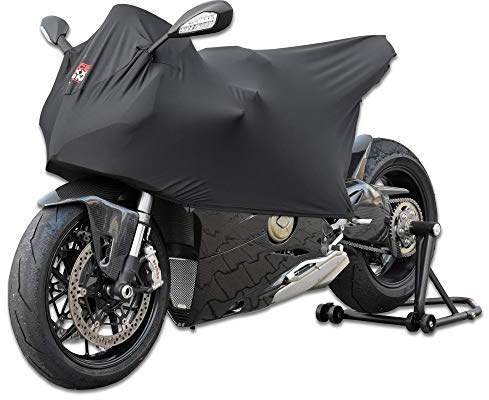 RACEFOXX Racing Stretchhaube aus Elastan, Abdeckhaube, Motorradschutz, Motorradabdeckung, Motorradhaube, Garage, wasserfest