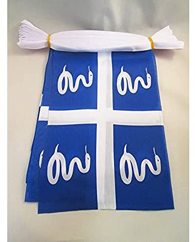 AZ FLAG Guirlande Martinique 6 m 20 drapeaux Polyester Léger 21x15 cm | Usage intérieur et extérieur Guirlande de drapeaux martiniquais drapeaux cousus sur un ruban renforcé