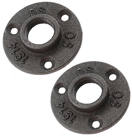 2Pcs Malleable Iron Pipe Fittings Wall Floor Flange Rusty Industrial 3/4'' BSP