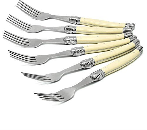 KeepingcooX Laguiole Style 6-Piece Flatware Cutlery Set - Ivory White Handles