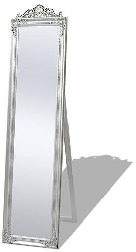 vidaXL Standspiegel Ankleidespiegel im Barock-Stil Landhaus 160x40 cm Silber
