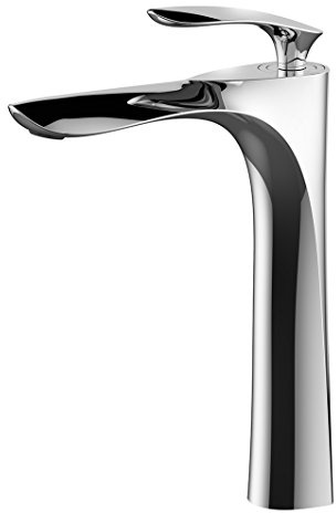 Leekayer Wasserhahn Bad Silber,Aufsatzwaschbecken Armatur Messing,Modern Bad Wasserhahn Hoch,1 Loch Chrom Single Griff,Modedesign,LK75239Hg