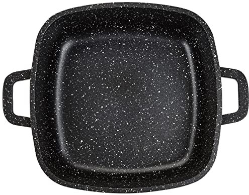 Kamberg 0008103 Casseruola Quadrata 32 x 32 cm, Fusione di Alluminio, Rivestimento in Pietra, Coperchio in Vetro, Compatibile con Tutti i Piani Cottura, Incluso Quello a Induzione, Senza PFOA