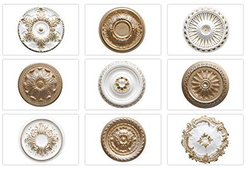 MARBET DESIGN Stuckrosette aus EPS Styropor - Deckenrosette gold, Zierelement, Stuck (R-08 supergold, Ø 47cm) Wanddeko Wohnzimmer Decke Polystyrol rund