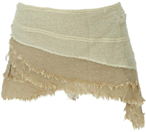 GURU SHOP Goa Cacheur in Natürlichem Look, Minirock, Wickelrock Gürtel - Beige, Damen, Size:L