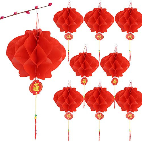 20 Stück Rote Chinesische Laternen 7 Zoll Lampions Rot Laternen Faltbare Rote Papierlaternen Papierlampen Dekorationen für Chinesische Frühlingsfest Laterne Festival Hochzeit