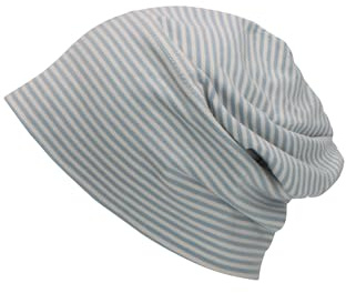 Sterntaler GOTS Beanie Ringel - Babymütze aus Singlejersey (Bio) gestreift - anschmiegsame Unisex Beanie Mütze zum Binden - Baby und Kinder Übergangsmütze, graublau, Größe 43