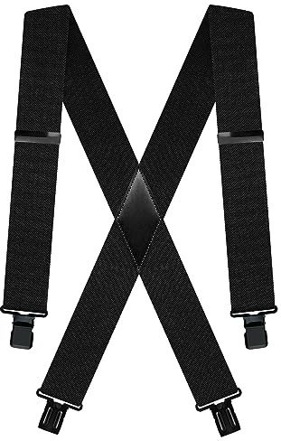 QCWQMYL Camo Suspenders for Men Heavy Duty Clips Hunting Skip Work Braces Suspenders for Big and Tall 2 Men's Suspenders Camouflage Black