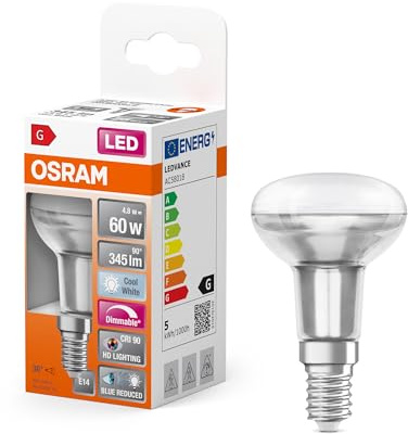 Osram Lampe LED dimmable Superstar avec un rendu des couleurs particulièrement élevé (CRI90), E14-base, verre clair,Blanc froid (4000K), 345 Lumen,Remplacement de 60W-Ampoules 1-Pack