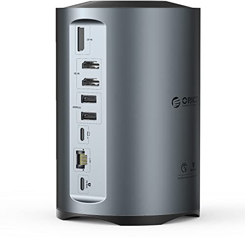 ORICO Docking Station, 15 en 1 Multipuerto Hub USB C Double Monitores con 100W PD, 2 USB-A 3.0+4 USB-A 2.0, USB-C 3.0, SD/TF, 2 HDMI 4K@60Hz, DP 4K@60Hz, 3.5mm AUX, 1000M Ethernet, Adaptador USB C