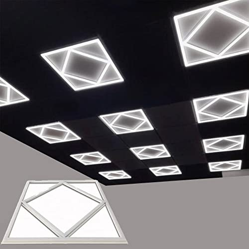 10x Trade Pack LED Lattice Diamond Panel 600x600 Edge Border Frame Lit Cool White 6500K 40W + 40W Suspended Ceiling Recessed Mounted Light Shop Office Home Lighting