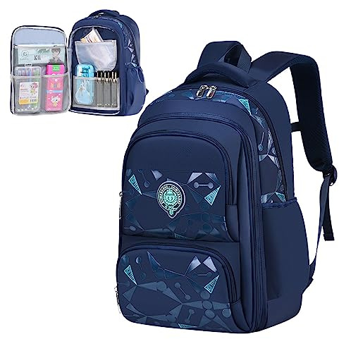 KEBEIXUAN School Backpack for Boys Refrigerator Door Style Opening School Bags Rucksacks for Primary Middle School Teenage Boys Kids