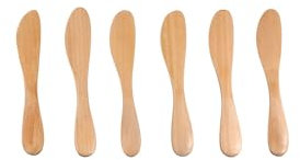 Leadigol Confezione da 6 coltelli da burro in legno per toast, sandwich, marmellate, dessert, spatole per torte, posate, coltello da burro per marmellata di arachidi, formaggio