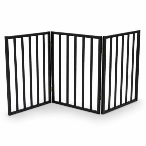 Oypla Black Dog Safety Folding Wooden Pet Gate Portable Barrier