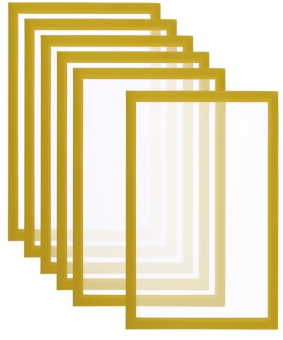 PATIKIL 6 Stück Magnetrahmen, A4 Info-Rahmen selbstklebend Aufklappbarer mit Magnetverschluss bilderrahmen für Postkarte Hinweis Zeichnung, Mattierter Oberfläche, Gold