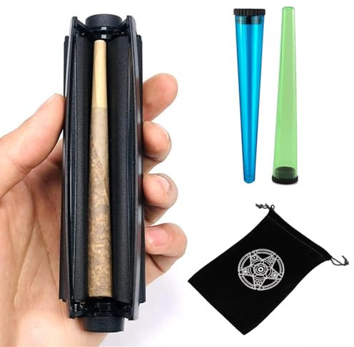 Bogoro Joint Drehmaschine, Konische Drehmaschine, 110mm Drehmaschine Zigaretten, Drehmaschine konisch, Cigarette rolling machine, Zigarettendrehmaschine, Joint Roller, mit 2pcs Jointhülle (Schwarz)