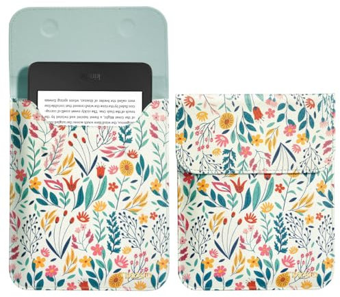 TiMOVO 6 Zoll Tablet-Hülle für den neuen 6“ Kindle 11. Generation 2024/2022, Schutzhülle mit Tasche für Kindle E-Reader & Kobo-Geräten, Blume