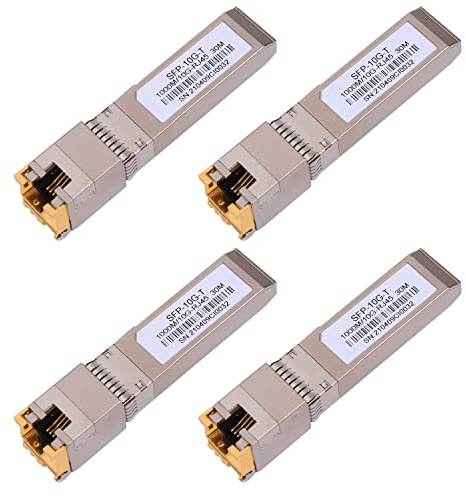 4 Stück 10G SFP+ RJ45 Kupfer-Transceiver, 10GBase-T Modul SFP CAT.6a/7 bis zu 30 Meter kompatibel mit Cisco SFP-10G-T-S, Ubiquiti Unifi UF-RJ45-10G, Netgear, TP-Link, Mikrotik und mehr