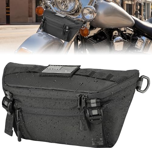 KEMIMOTO Motorcycle Handlebar Bag, Universal Motorcycle Fork Bag Waterproof Front Storage Bag for Motorbike Dirt Bike and Snow Bike with Front Fork 2.2L
