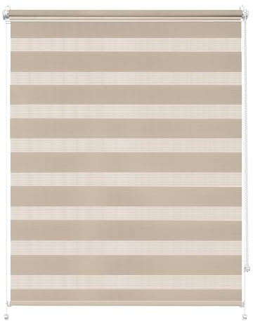 Rettika Double Store Enrouleur sans perçage Klemmfix – Beige – Largeur 40 cm Hauteur 150 cm – Store intérieur Duo Jour Nuit pour fenêtre