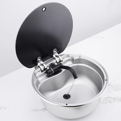 40 Cm Bar Einbauwaschbecken for Boote, Handwaschbecken Aus Edelstahl, Waschbecken for Wohnmobile, Wohnmobil Küchenspüle, Wohnmobil Spüle mit Klappbarem Wasserhahn Und Deckel, Küchenspüle ( Color : Bla