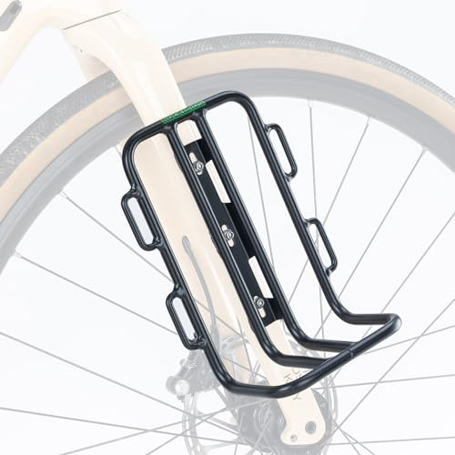 ROCKBROS Porte-Bagages Avant Vélo et Sacoche de Fourche Étanche, Porte-Bagages Avant pour Vélo en Aluminium pour Cyclisme