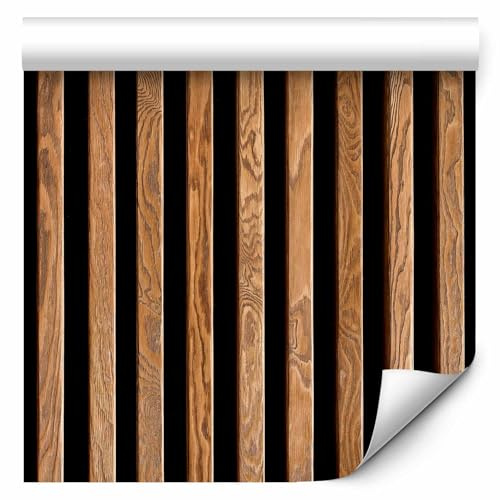 murando - Papier Peint adhésif 10m Panneaux en bois 3D XXL - Mural Decoration Feuille Autocollante Stickers pour Meubles Revetement Conception Muraux - Effet Planches de lattes Brun f-B-10149-j-a
