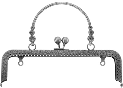 QUARKZMAN Marco de Bolso de Metal, 20cm/7.9 Rectangular Retro con Cierre de Beso para la Fabricación de Bolsos, Bolso de Mano, Monedero, Bolso de Embrague, Reemplazos de Herrajes (Gris)