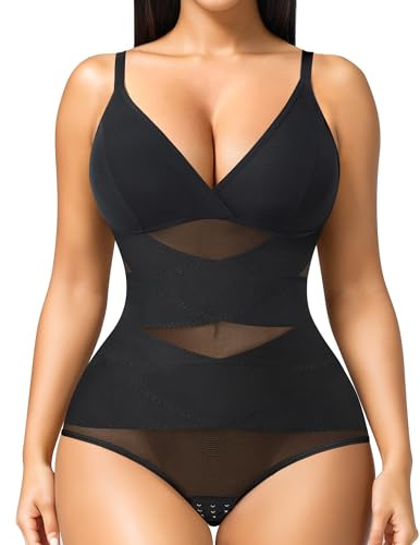 Junlan Body Contenitivo Modellante Donna Shapewear Bodysuit Intimo Dimagrante Shaper Pancia Piatta Guaina Contenitiva (Nero, 3XL)