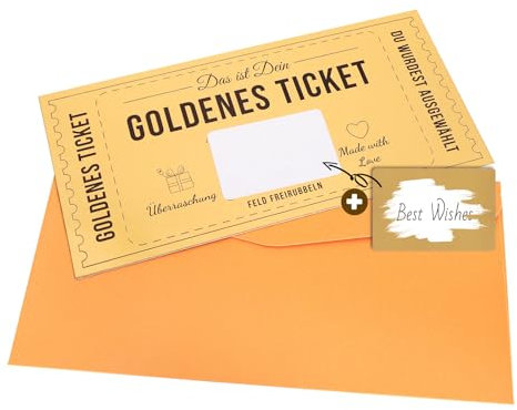 Skymico Gutschein Zum Selber Ausfüllen Rubbellose,Goldenes Ticket mit Rubbelkarte/-Geburtstagsgeschenk für Frauen, Geschenke für Frauen, Geschenk Freundin Geburtstag, Geschenk für Mama