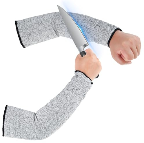Foppla Schnittschutzhülsen Level 5 Unterarm und Handgelenk Schutz Stutzen für Arbeit im Garten, Küche, Arbeit (45cm gerade)