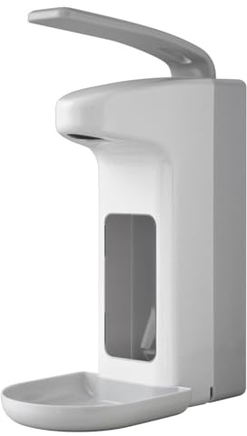 1 Stück Hygoclean Desinfektionsmittelspender mit Armhebel 0,5l | Kunststoff, weiß, L: 20,5cm, B: 12cm, H: 31cm, Desinfektionsspender, Seifenspender, Eurospender