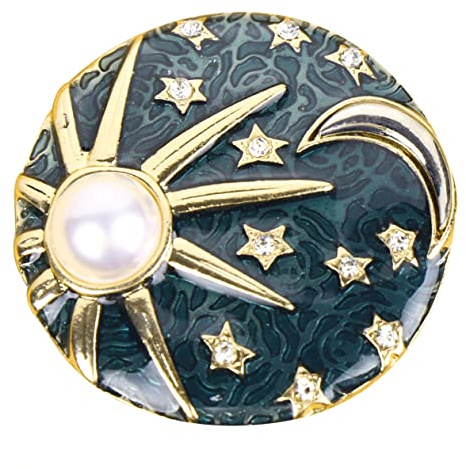 BESTYASH Elegante Legierungsbrosche mit Sonne Mond Design und Perlen Dekorative Brustnadel für Damen Accessoire für Party und Festliche Anlässe