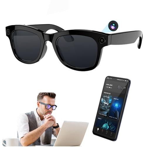 Occhiali Intelligenti Ai, Fotocamera HD da 500 W E Altoparlanti, Controllo Vocale, Trasmissione Wi-Fi E Bluetooth 5.3, Occhiali con Traduttore Intelligente con App, Ascolto di Musica E Chiamate,B