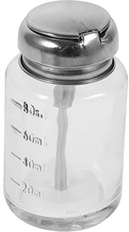 Warmhm Thickened Glass Pump Bottle Dispenser for Nail Polish Remover and Makeup Cleaner, Refillable Pressing Liquid Container, 100ml Suitable for Travel and Home Nail Art