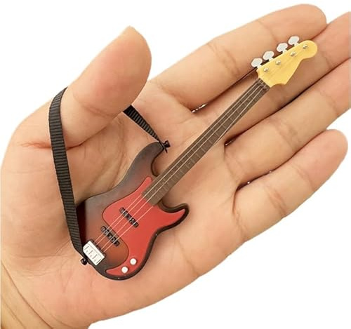 Miniature Guitar Model with Detachable Strap - Decorative Plastic Model - 4 Color Options (red)
