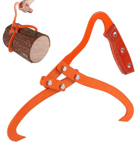 SWAWIS Pinza Forestal para Elevar Troncos de Acero Aleado, Diámetro Máximo:8''(20.3cm), Capacidad de Carga:300kg, para Transporte de Madera(Orange)