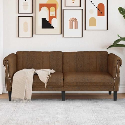 Massbinet 2-Sitzer Sofa Braun Kunstleder Wildleder-Optik Sessel Wohnzimmer Einzelsofa für Schlafzimmer