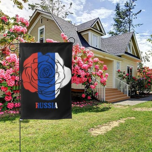 Bandiera russa con rose, bifacciale, 28x40 pollici, decorazione per esterni